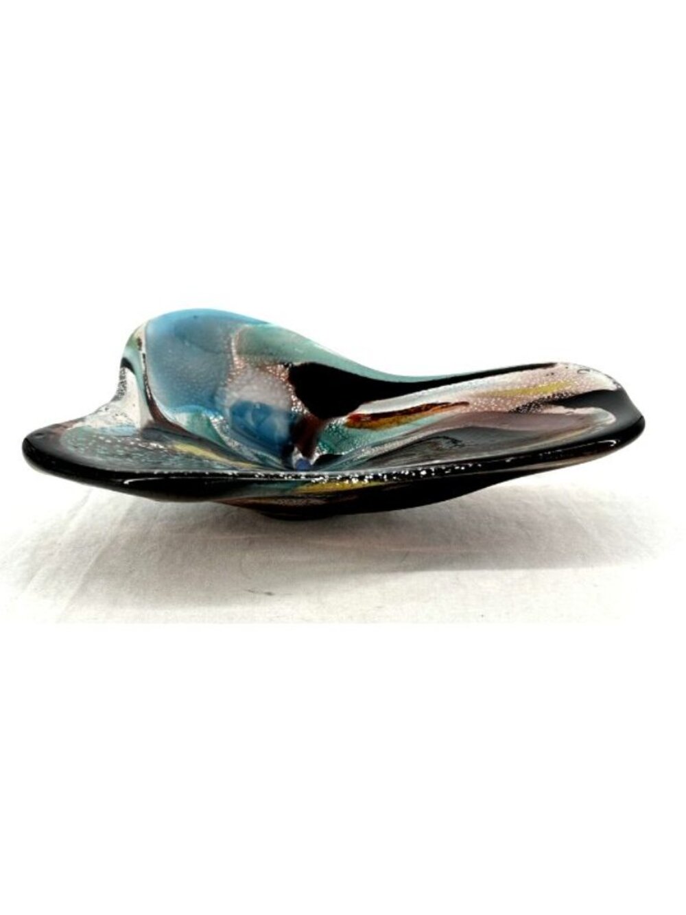 Murano Glass Bowl Freeform Multicolor 11" Art Glass Pottery Italy Vintage - Picture 3 of 6